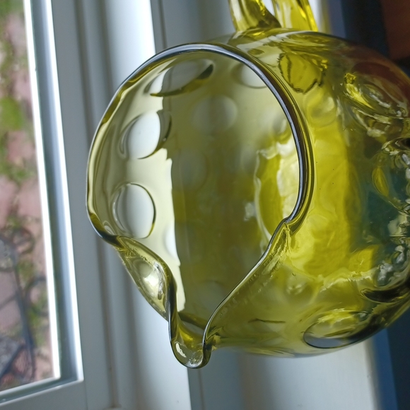 💚Empoli Art Glass Green Coin Dot Pitcher - Picture 2 of 11